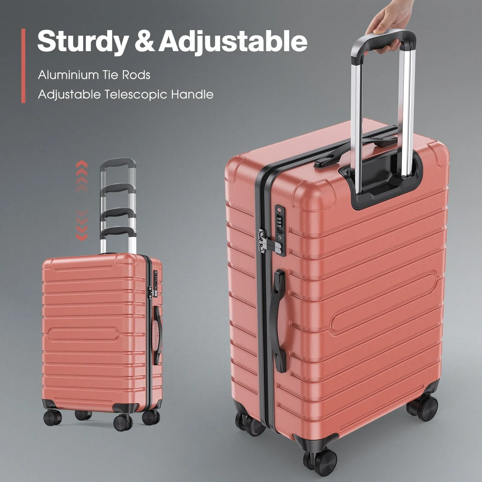 3 Piece PC ABS Hardside Checked Spinner Luggage Set