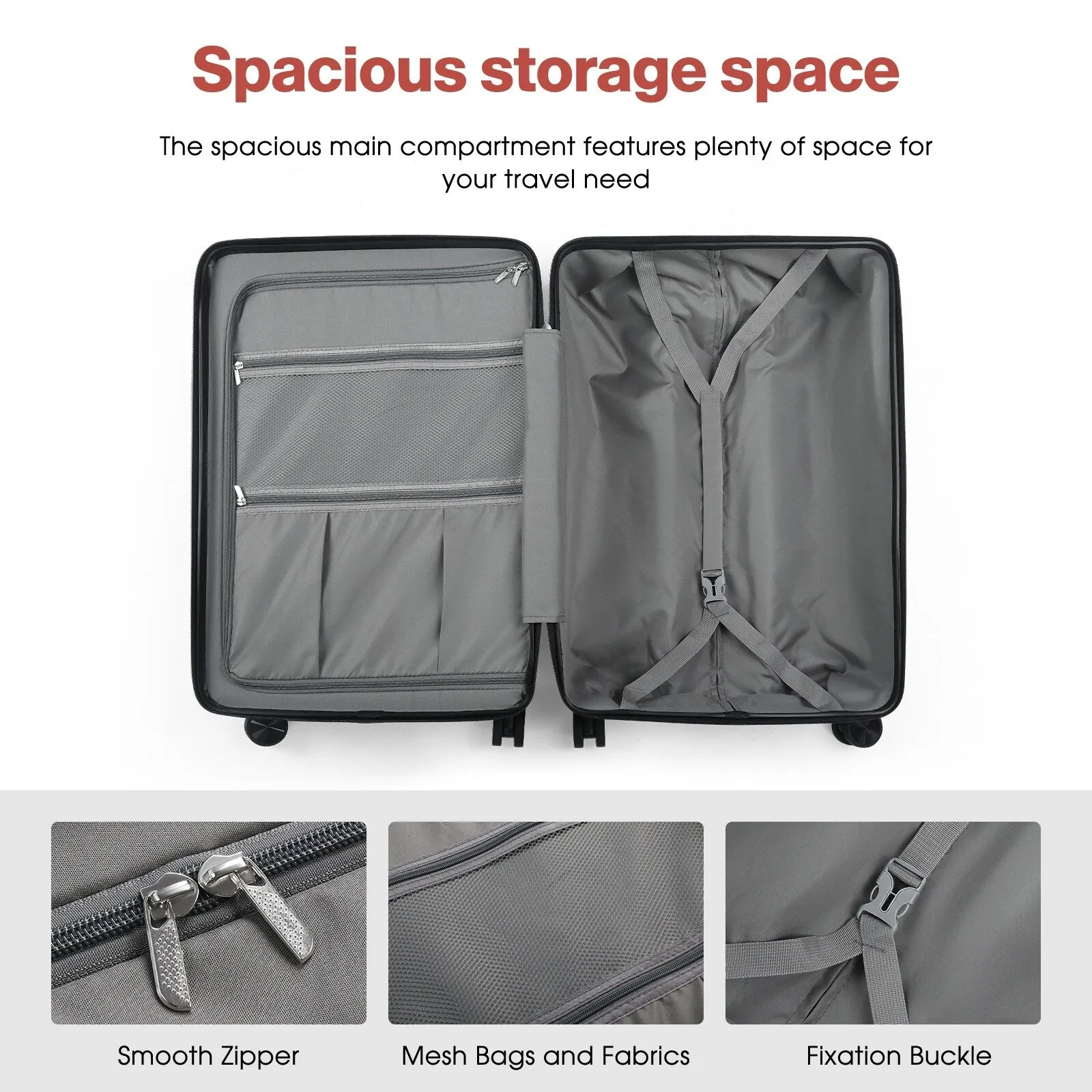 3 Piece PC ABS Hardside Checked Spinner Luggage Set