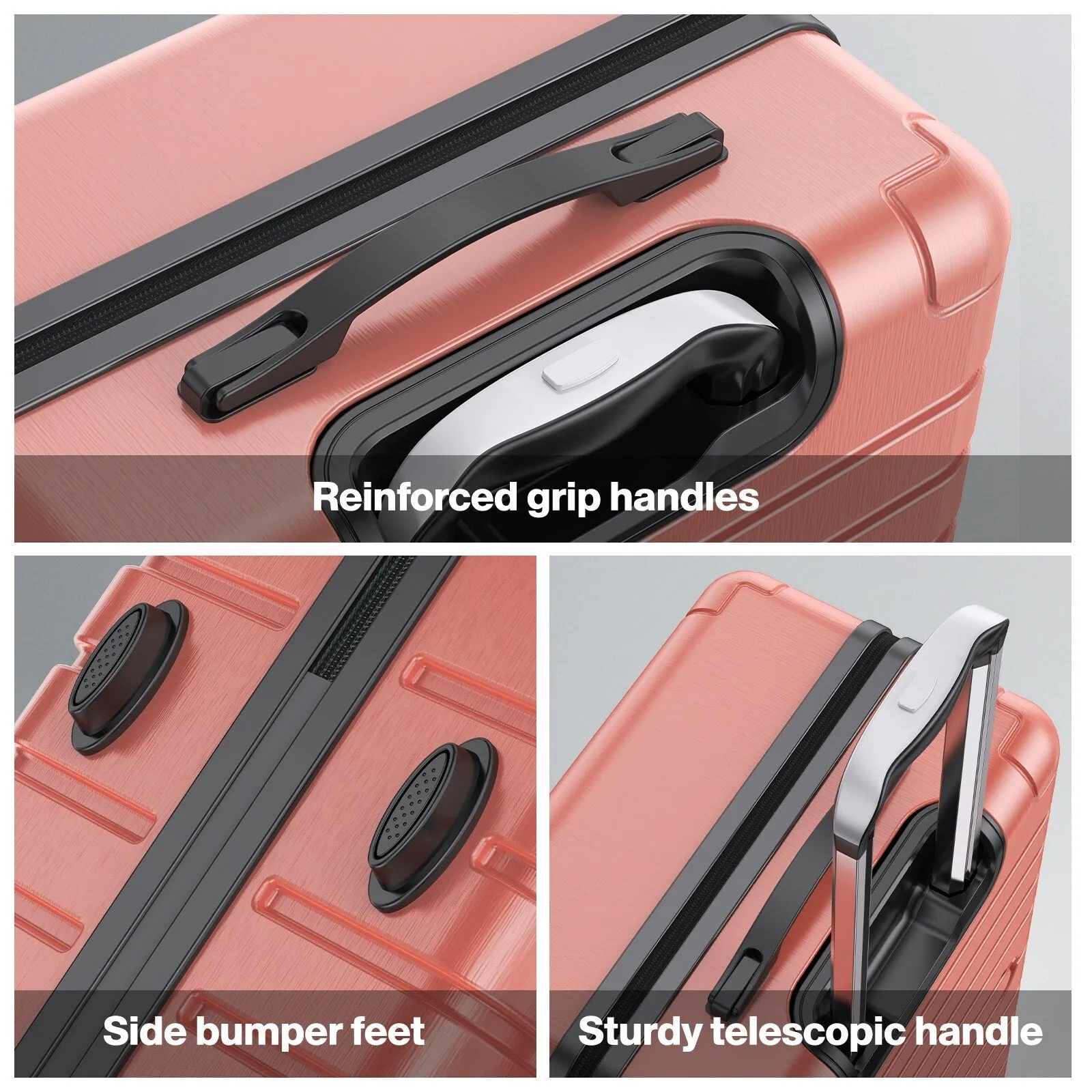 3 Piece PC ABS Hardside Checked Spinner Luggage Set