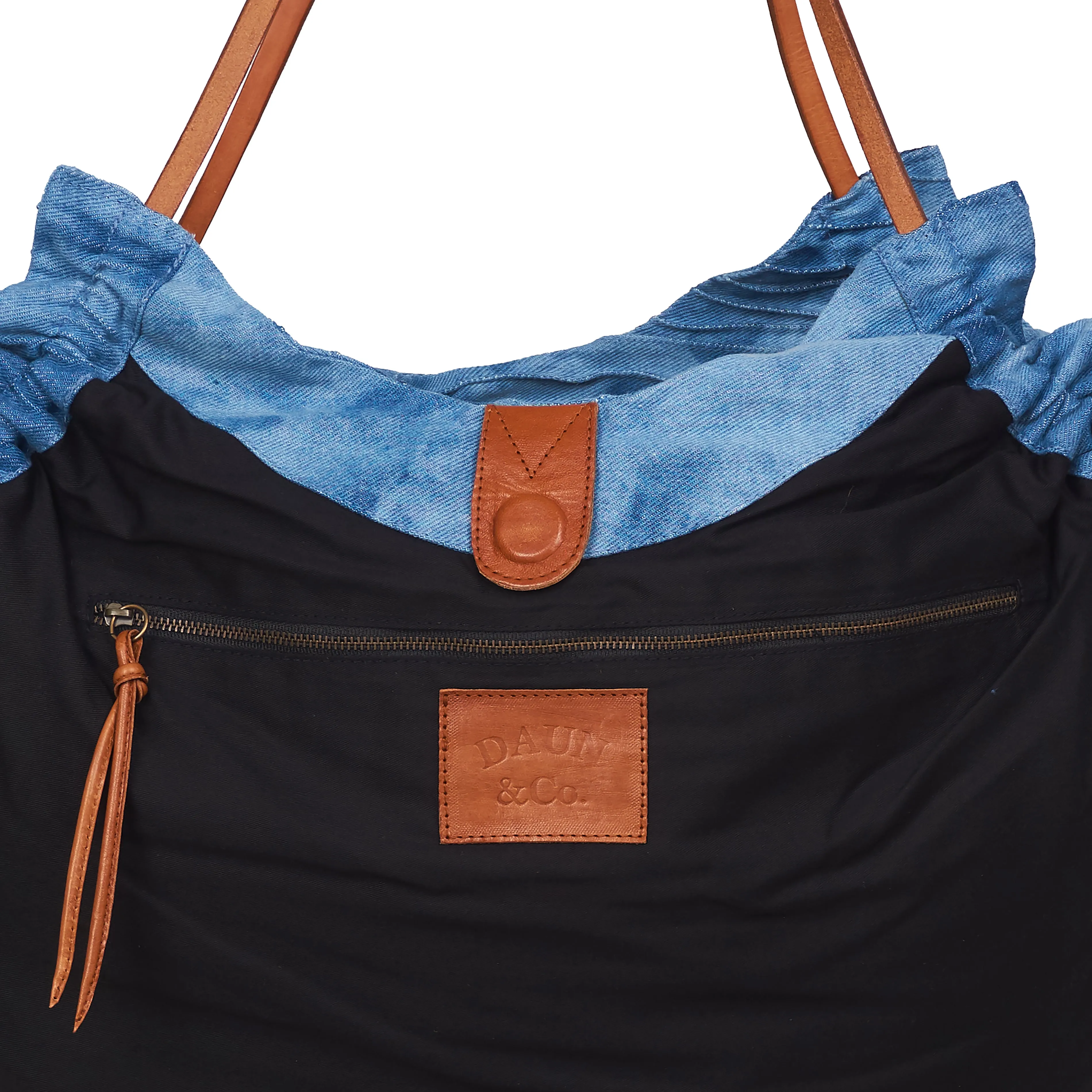ALVIN TOTE PINCH L - Denim & Genuine Leather