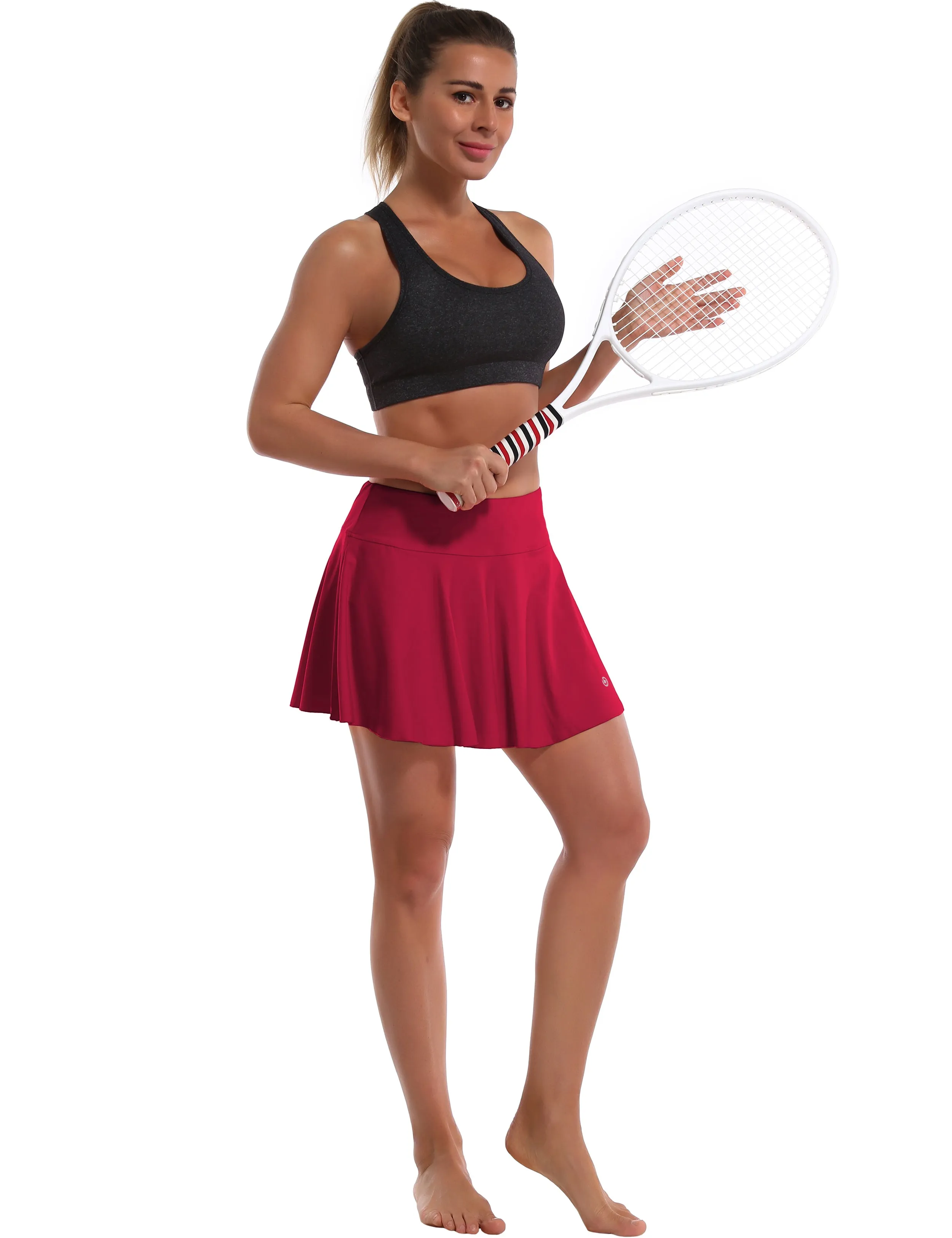 Athletic Tennis Golf Pleated Skort with Pocket Shorts rosecoral_Gym