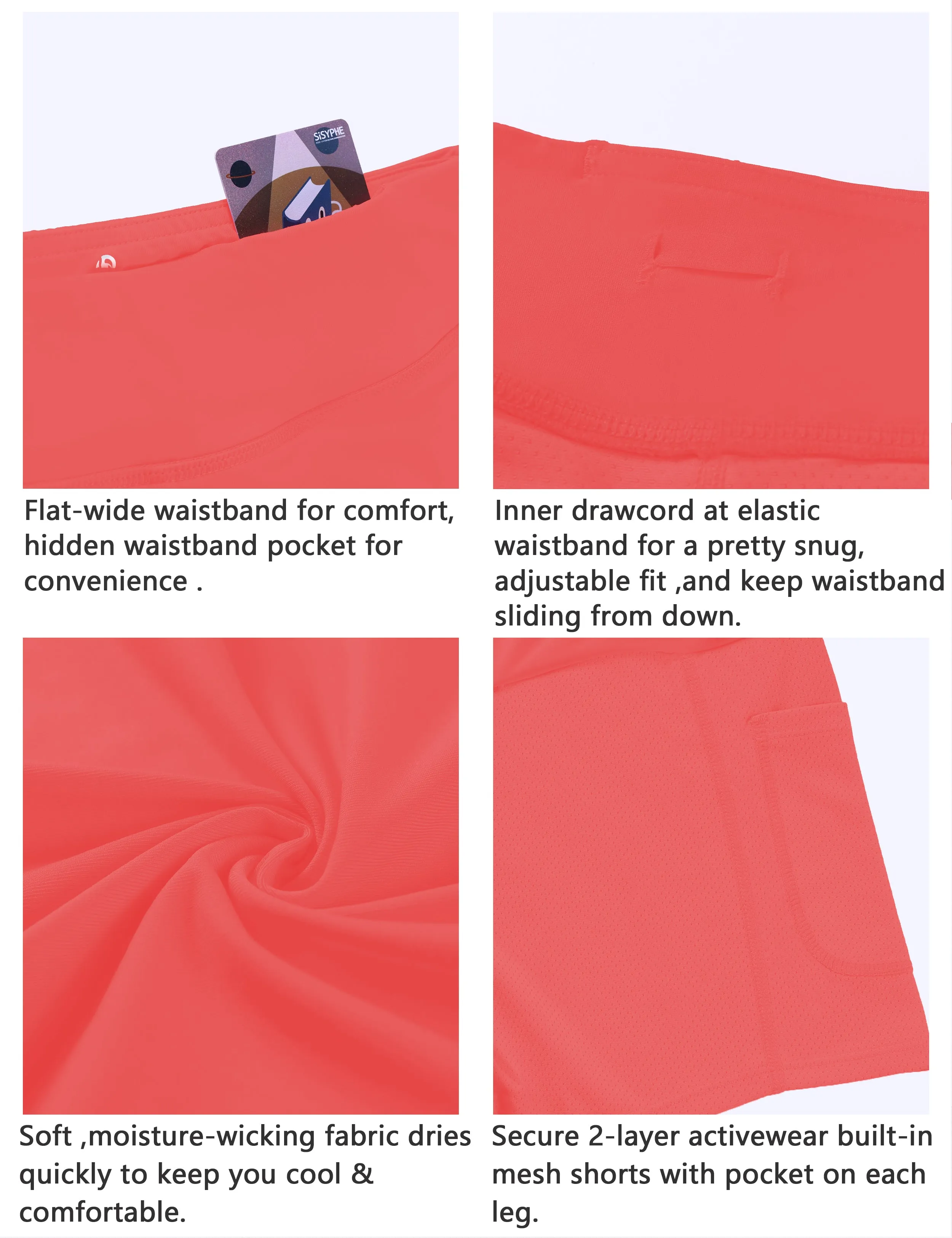 Athletic Tennis Golf Skort with Pocket Shorts coral_Running