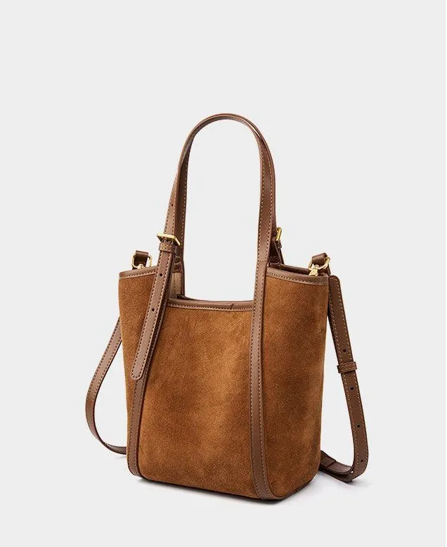 Elegant Suede Leather Tote Bag with Adjustable Strap | Shoulder Bag for Women