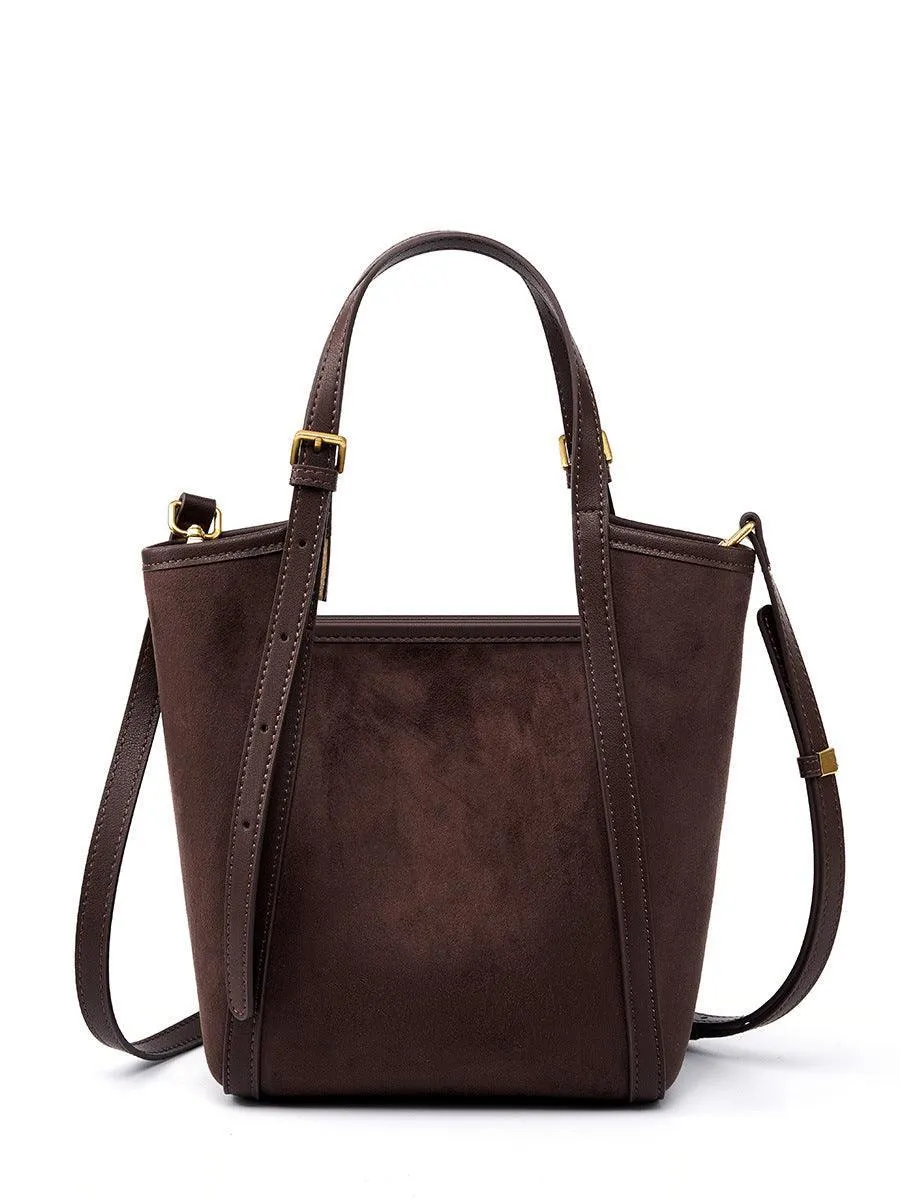 Elegant Suede Leather Tote Bag with Adjustable Strap | Shoulder Bag for Women