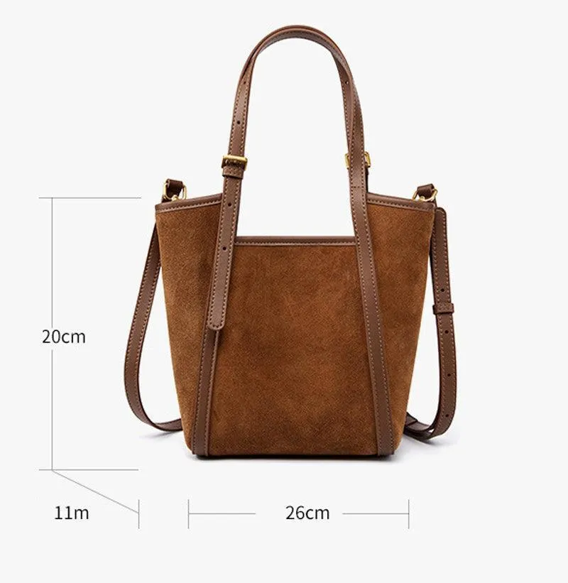 Elegant Suede Leather Tote Bag with Adjustable Strap | Shoulder Bag for Women