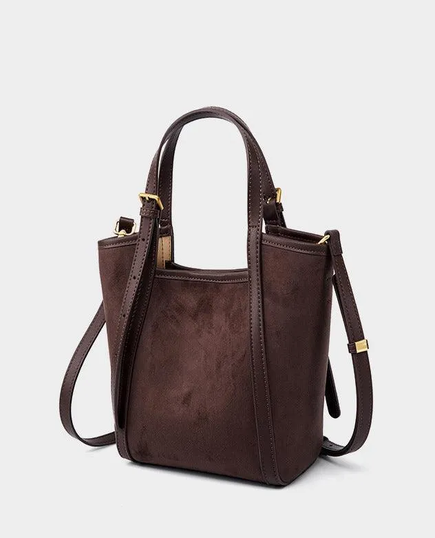 Elegant Suede Leather Tote Bag with Adjustable Strap | Shoulder Bag for Women