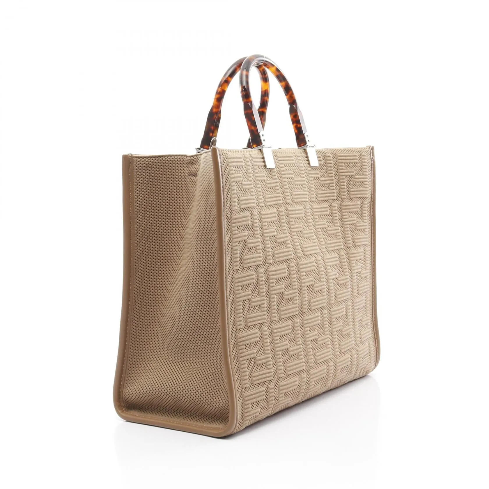 Fendi Sunshine Medium Canvas Leather Tote Bag
