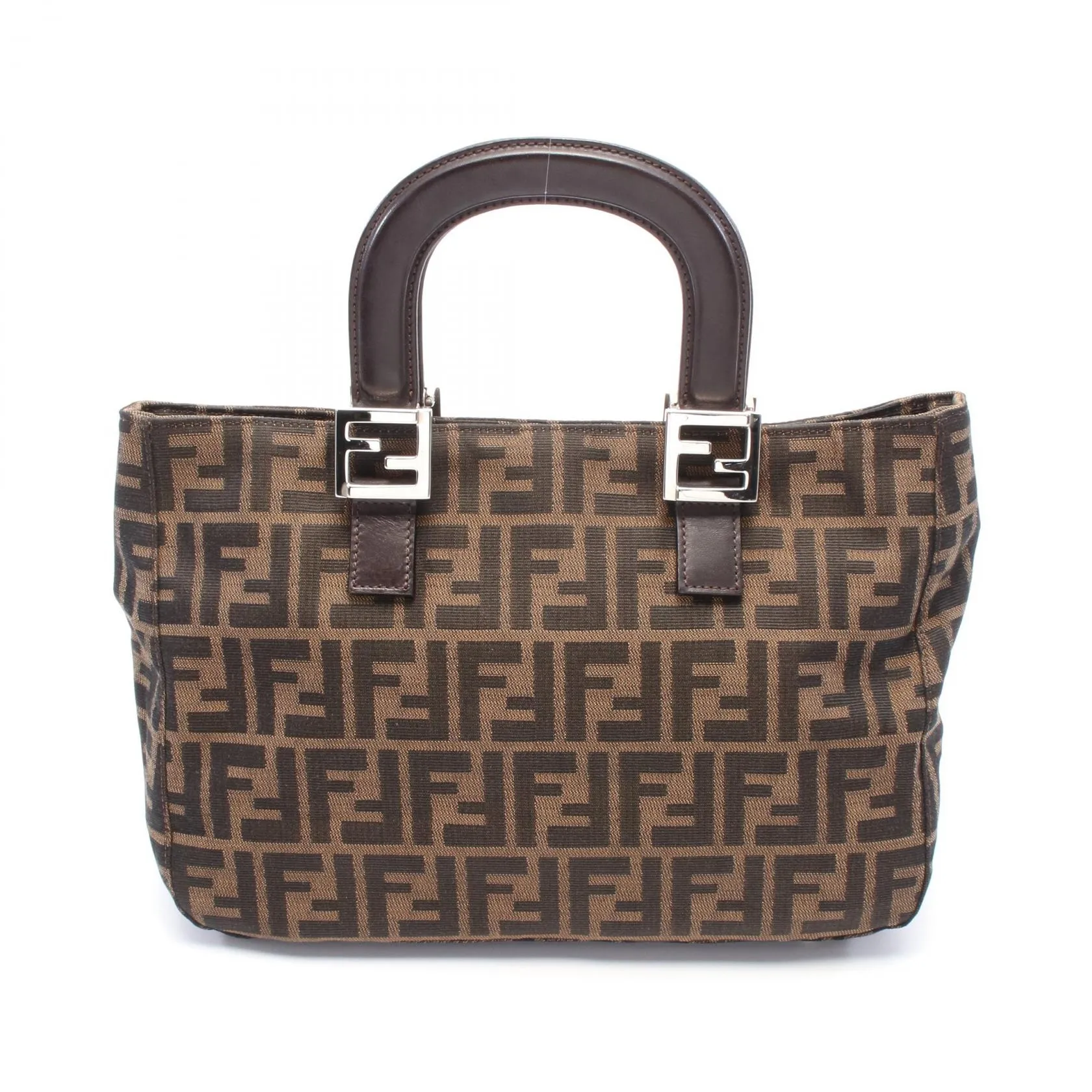 Fendi Zucca Canvas Leather Tote Bag