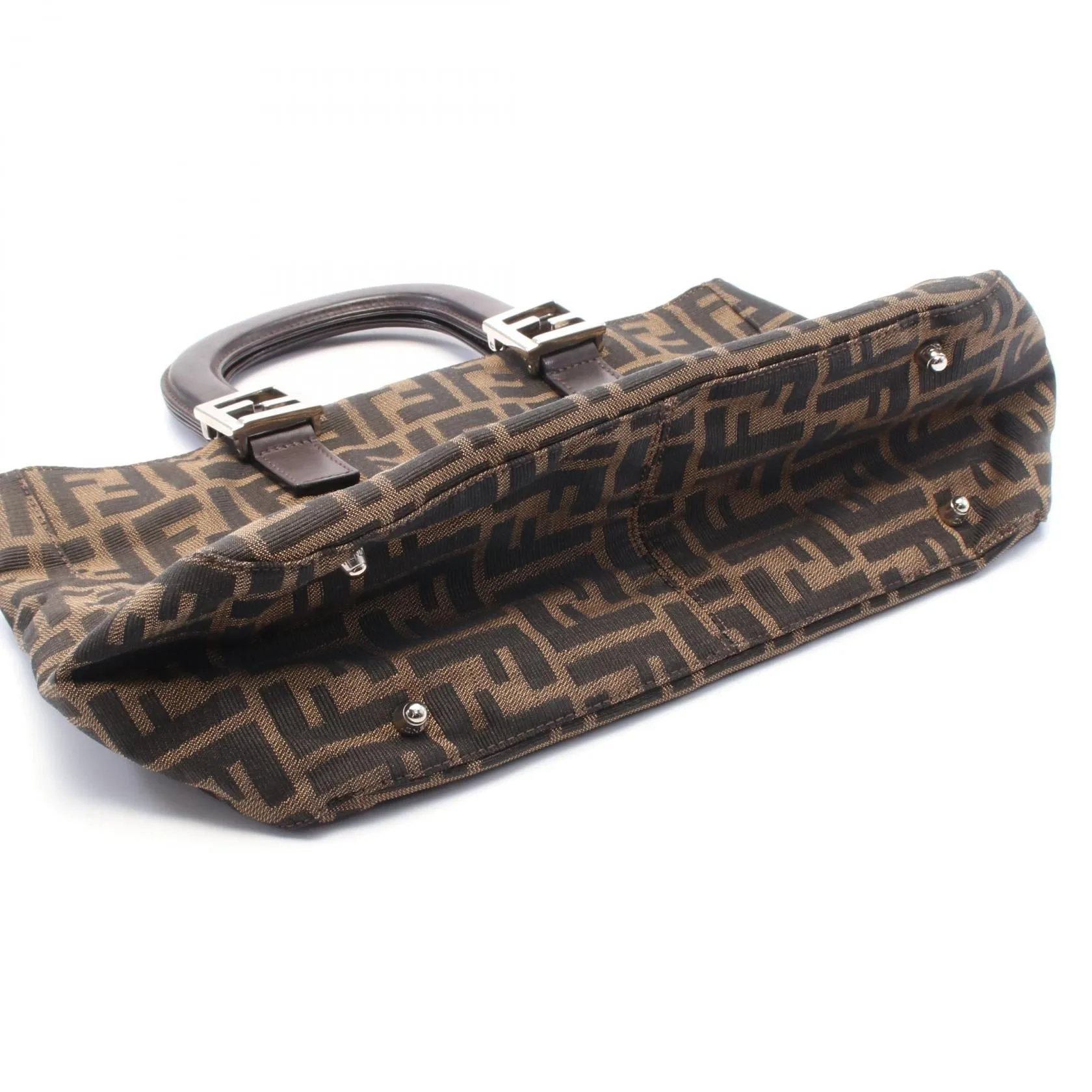 Fendi Zucca Canvas Leather Tote Bag