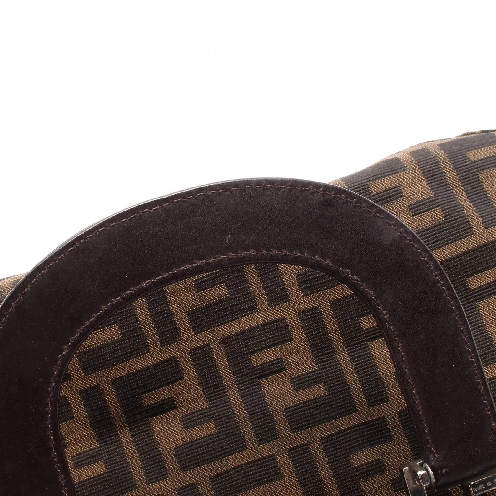 Fendi Zucca Canvas Leather Tote Bag