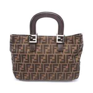 Fendi Zucca Canvas Leather Tote Bag