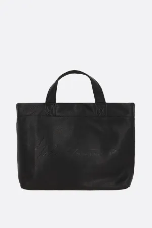 grainy leather mini tote bag