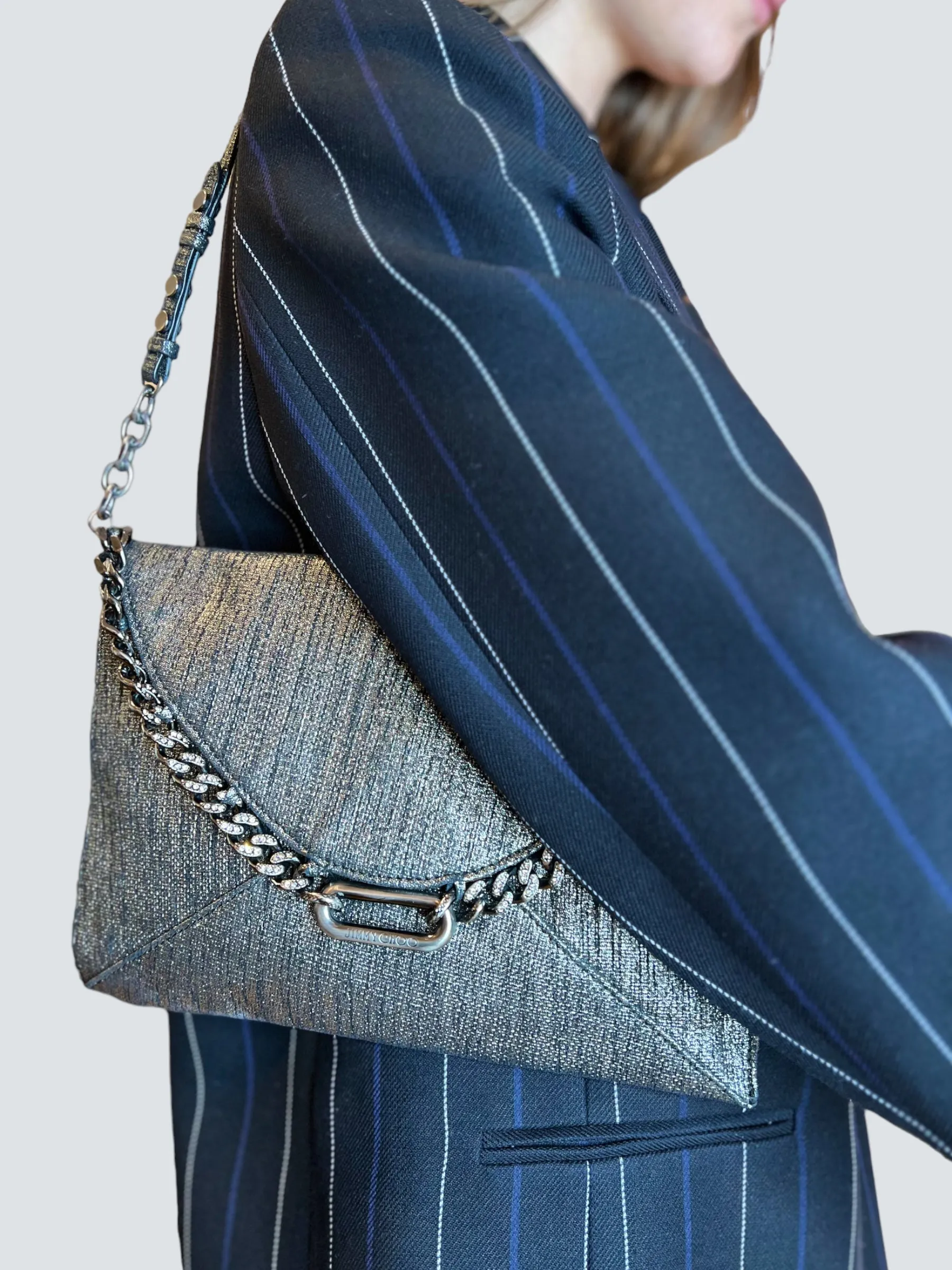 Jimmy Choo Metallic Metallic Silver Shoulder Bag