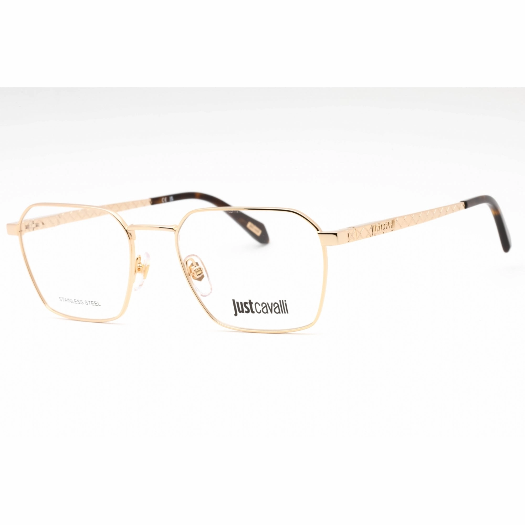 Just Cavalli Men's Eyeglasses - Rose Gold Metal Geometric Full Rim Frame | VJC018 0300