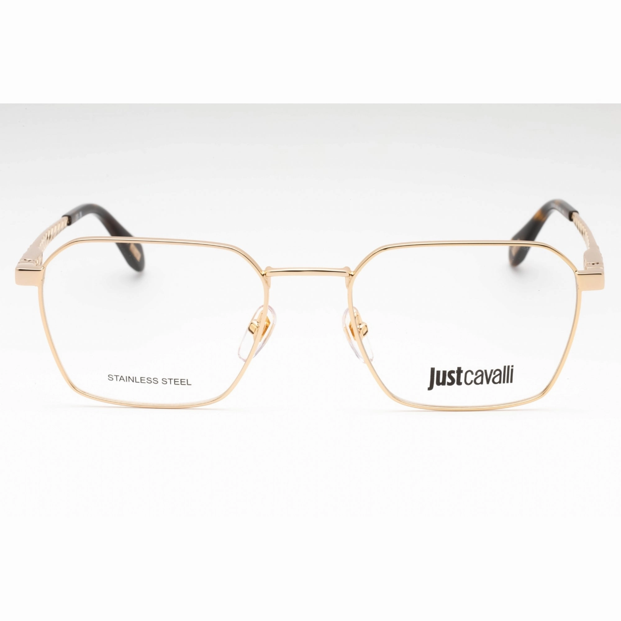 Just Cavalli Men's Eyeglasses - Rose Gold Metal Geometric Full Rim Frame | VJC018 0300