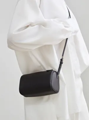 Lambskin Leather Boston Bag Mini Designer Bag, Leather Box Bag, Classic Leather Handbag, Minimalist Genuine Leather Purse
