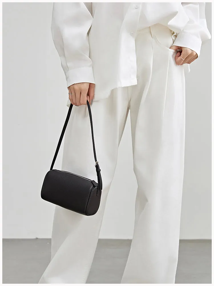 Lambskin Leather Boston Bag Mini Designer Bag, Leather Box Bag, Classic Leather Handbag, Minimalist Genuine Leather Purse