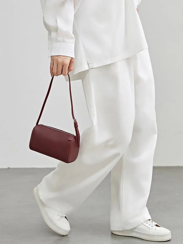 Lambskin Leather Boston Bag Mini Designer Bag, Leather Box Bag, Classic Leather Handbag, Minimalist Genuine Leather Purse