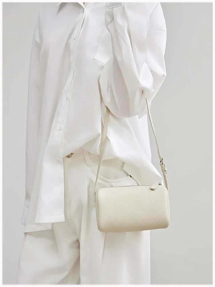 Lambskin Leather Boston Bag Mini Designer Bag, Leather Box Bag, Classic Leather Handbag, Minimalist Genuine Leather Purse