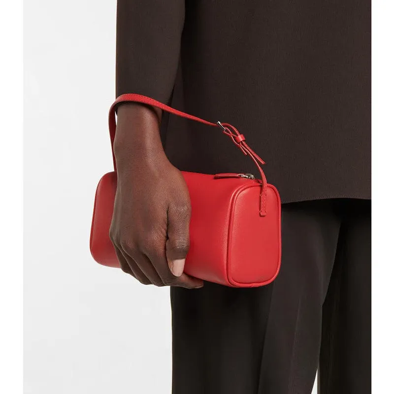 Lambskin Leather Boston Bag Mini Designer Bag, Leather Box Bag, Classic Leather Handbag, Minimalist Genuine Leather Purse