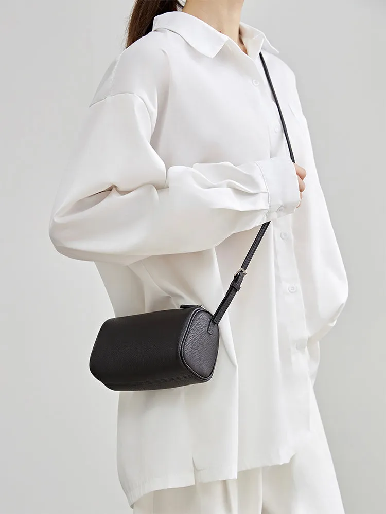 Lambskin Leather Boston Bag Mini Designer Bag, Leather Box Bag, Classic Leather Handbag, Minimalist Genuine Leather Purse