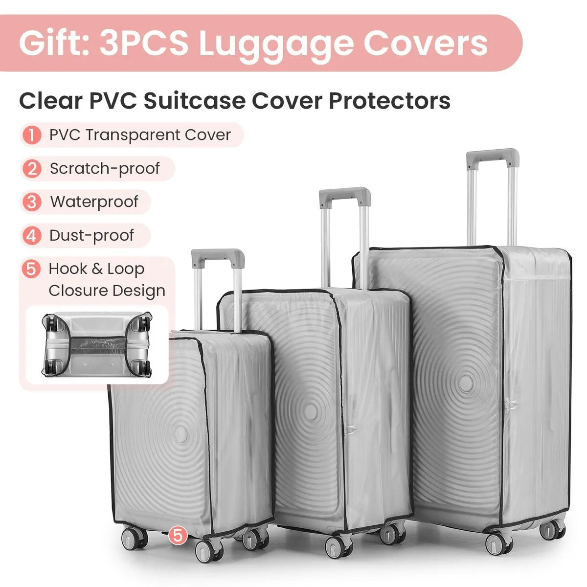 Luggage Sets 3 Piece(20/24/28), Expandable Carry On Luggage with TSA Lock Airline Approved