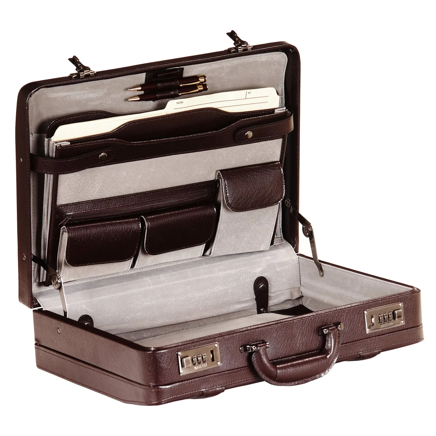 Mancini Leather Expandable Attache Case Burgundy