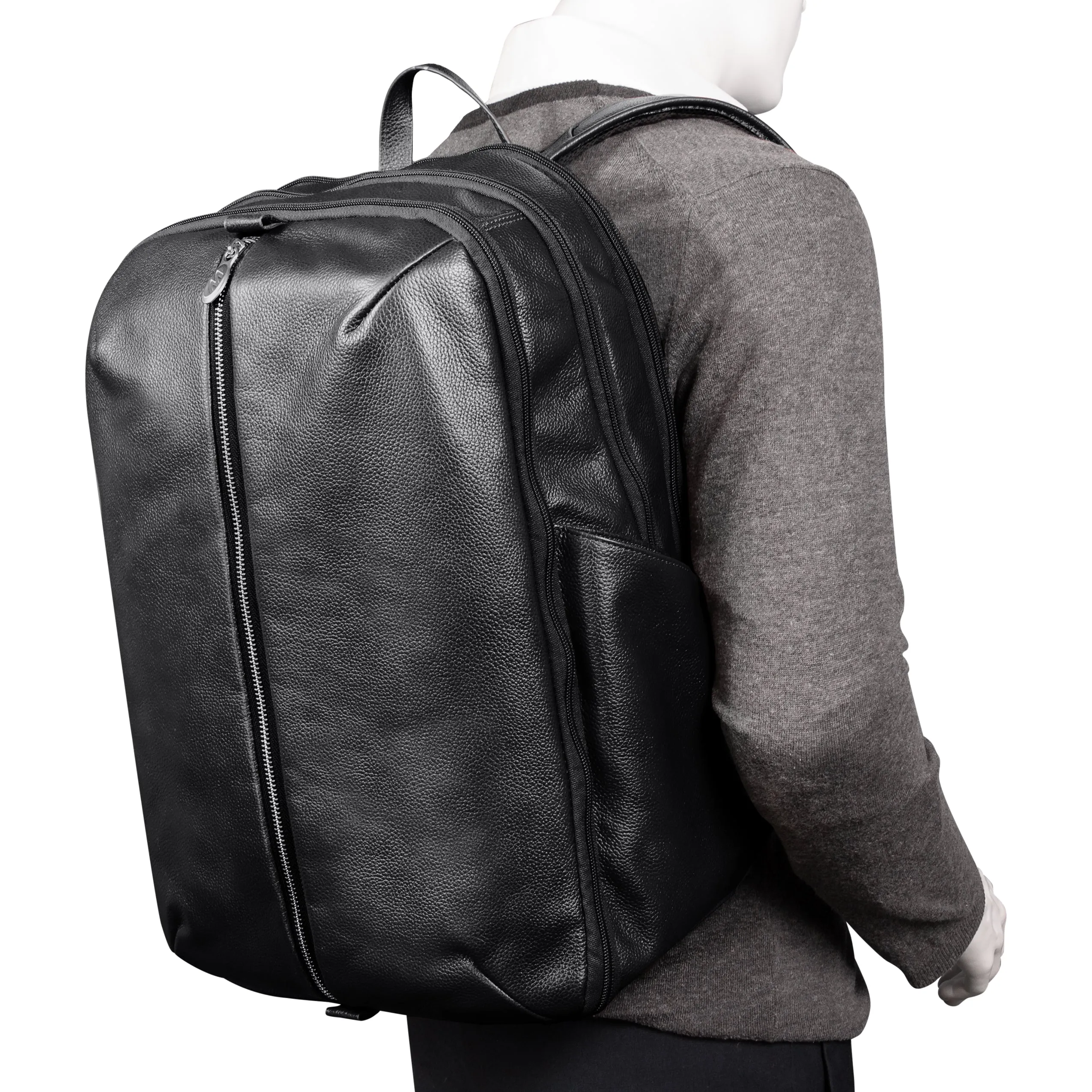 McKlein USA Englewood 17" Leather Triple Compartment Carry-All Laptop & Tablet Weekend Backpack