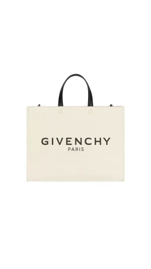 Medium G-tote Shopping Bag In Canvas - Beige