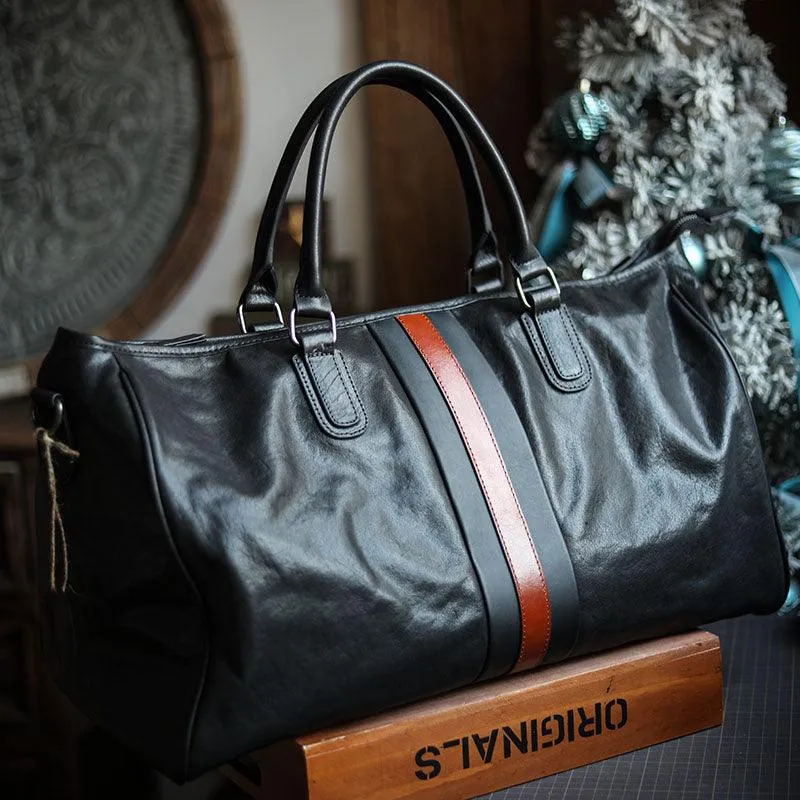 Men’s Italian Full Grain Leather Weekender Travel Bag, Handcrafted Large Overnight Duffle Bag for Business, Weekend Getaway, Gym, Carry-On, and Short Trips