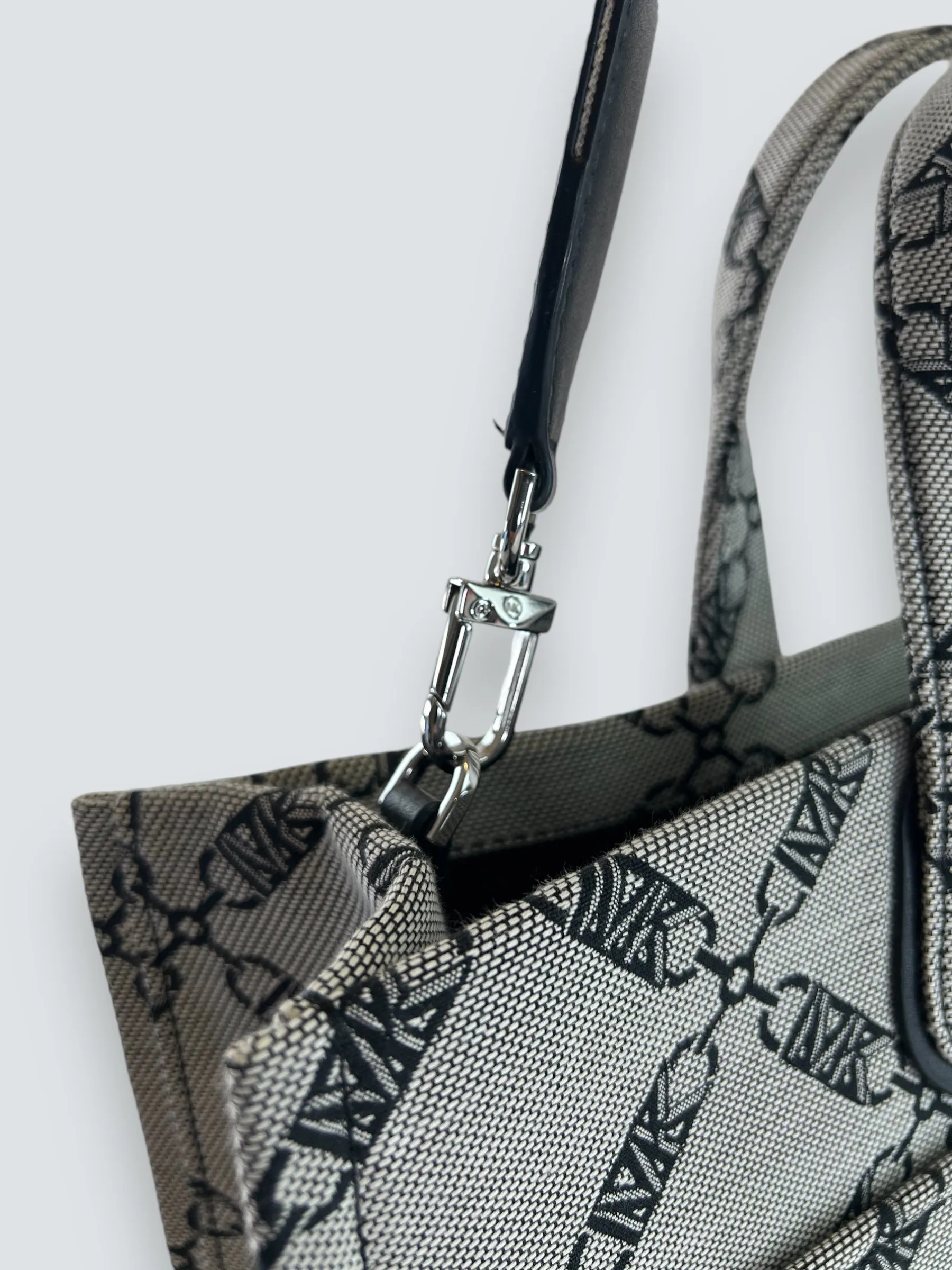 Michael Kors Grey and Navy Canvas Grab Tote