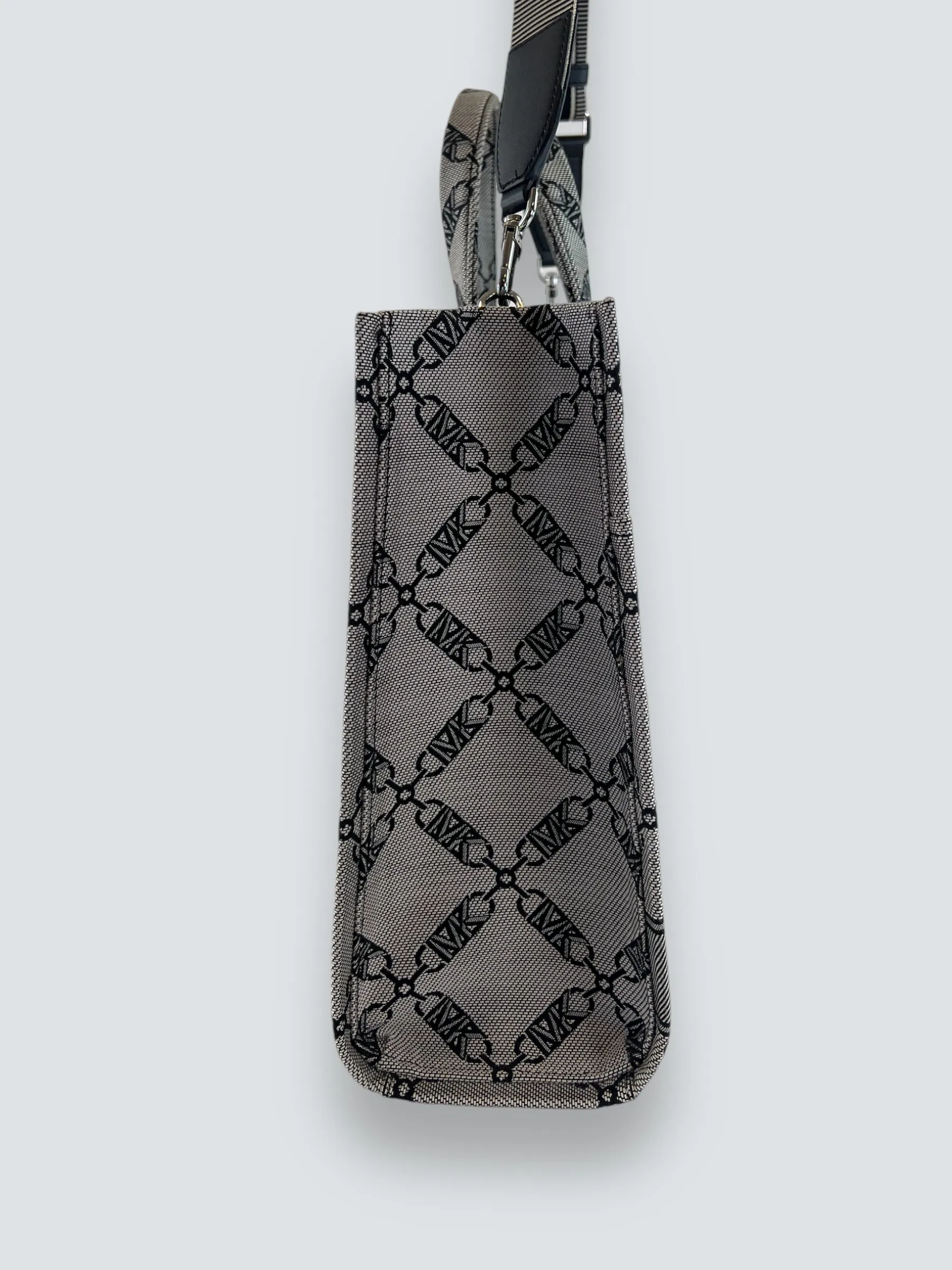 Michael Kors Grey and Navy Canvas Grab Tote