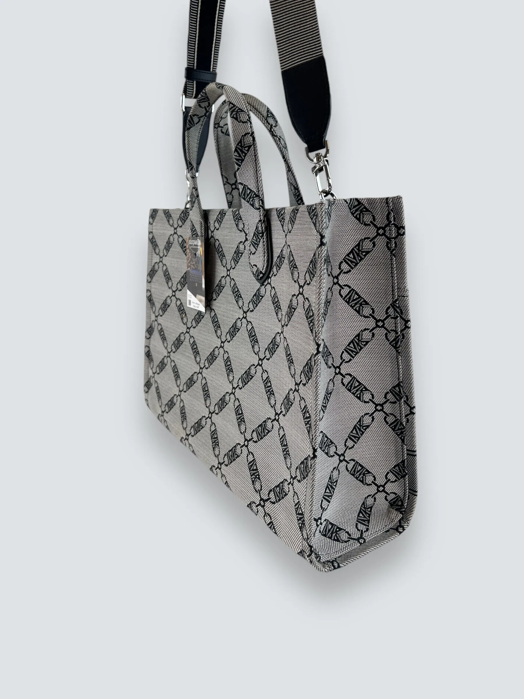Michael Kors Grey and Navy Canvas Grab Tote