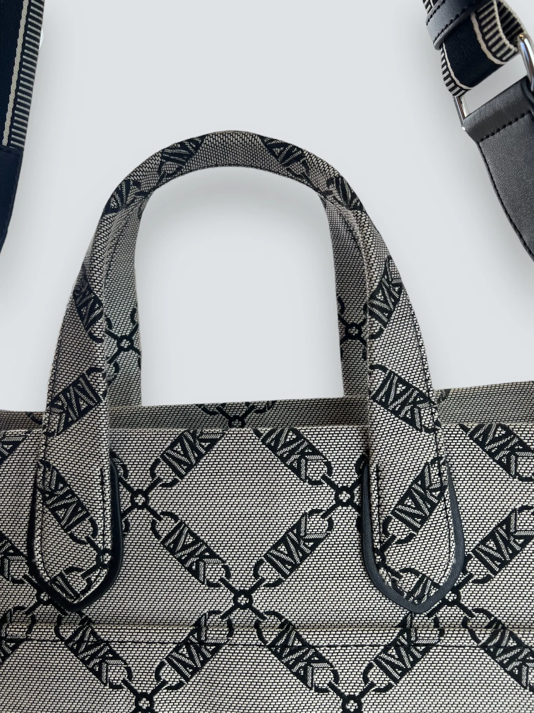 Michael Kors Grey and Navy Canvas Grab Tote