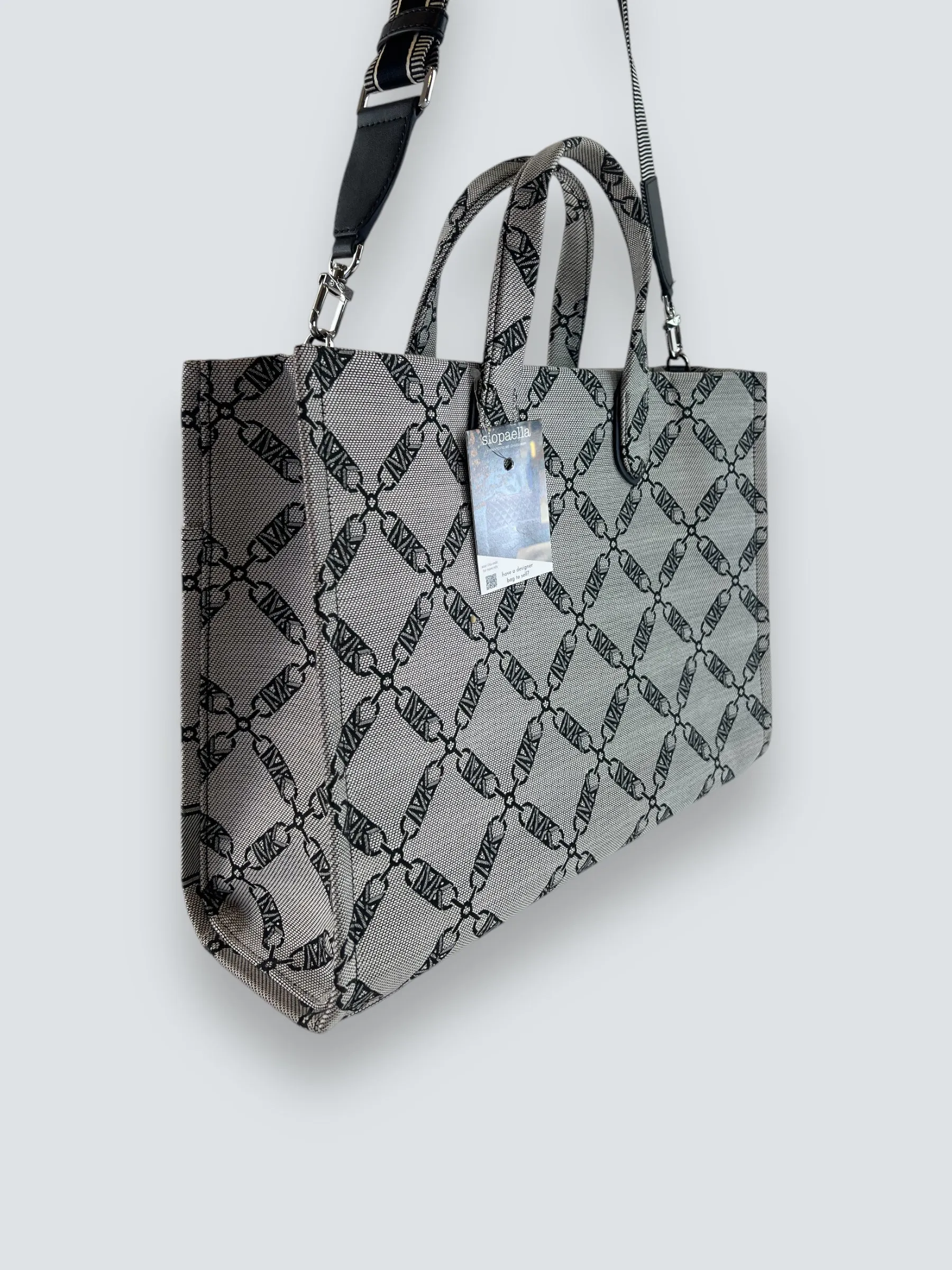 Michael Kors Grey and Navy Canvas Grab Tote