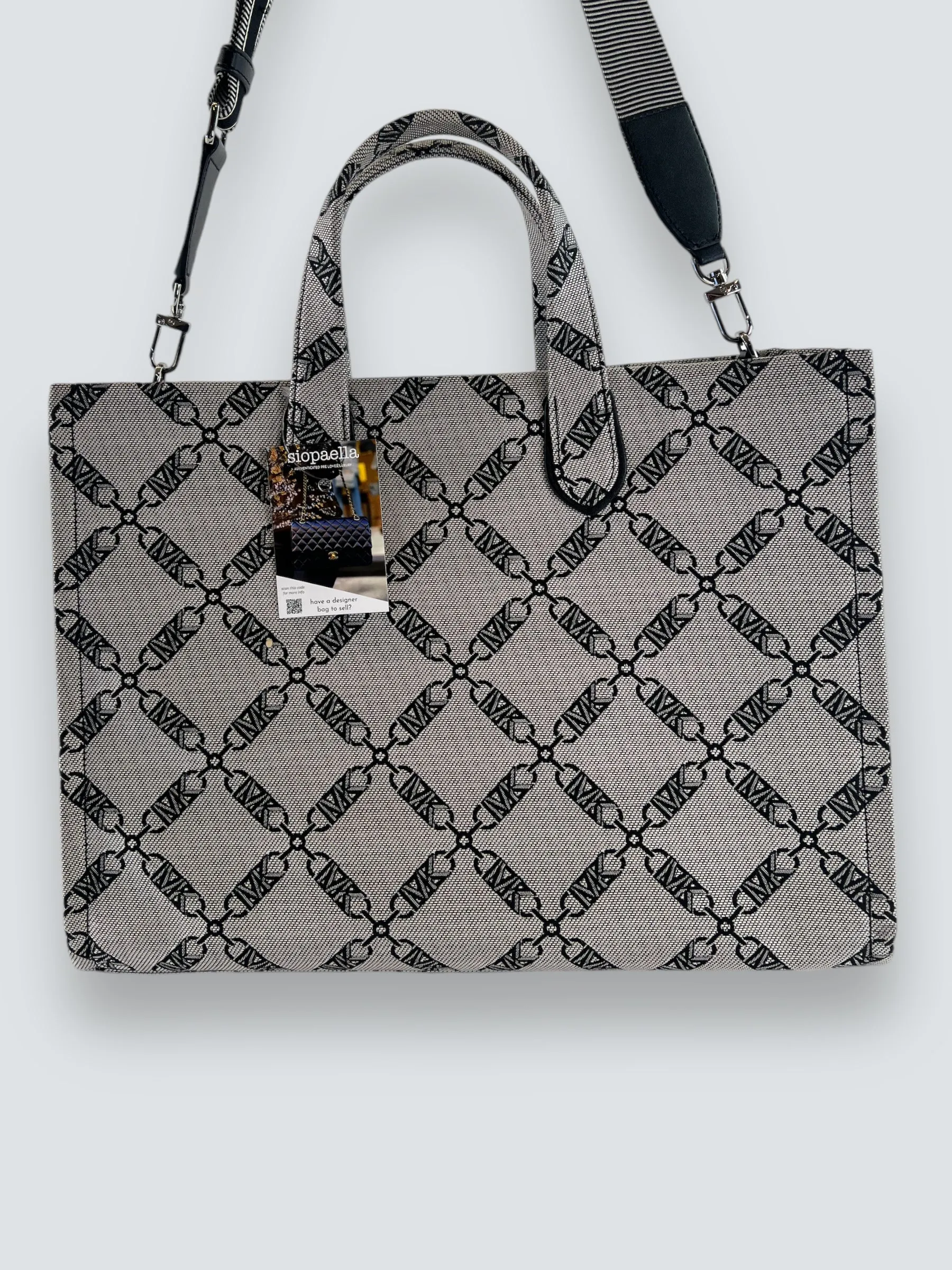 Michael Kors Grey and Navy Canvas Grab Tote