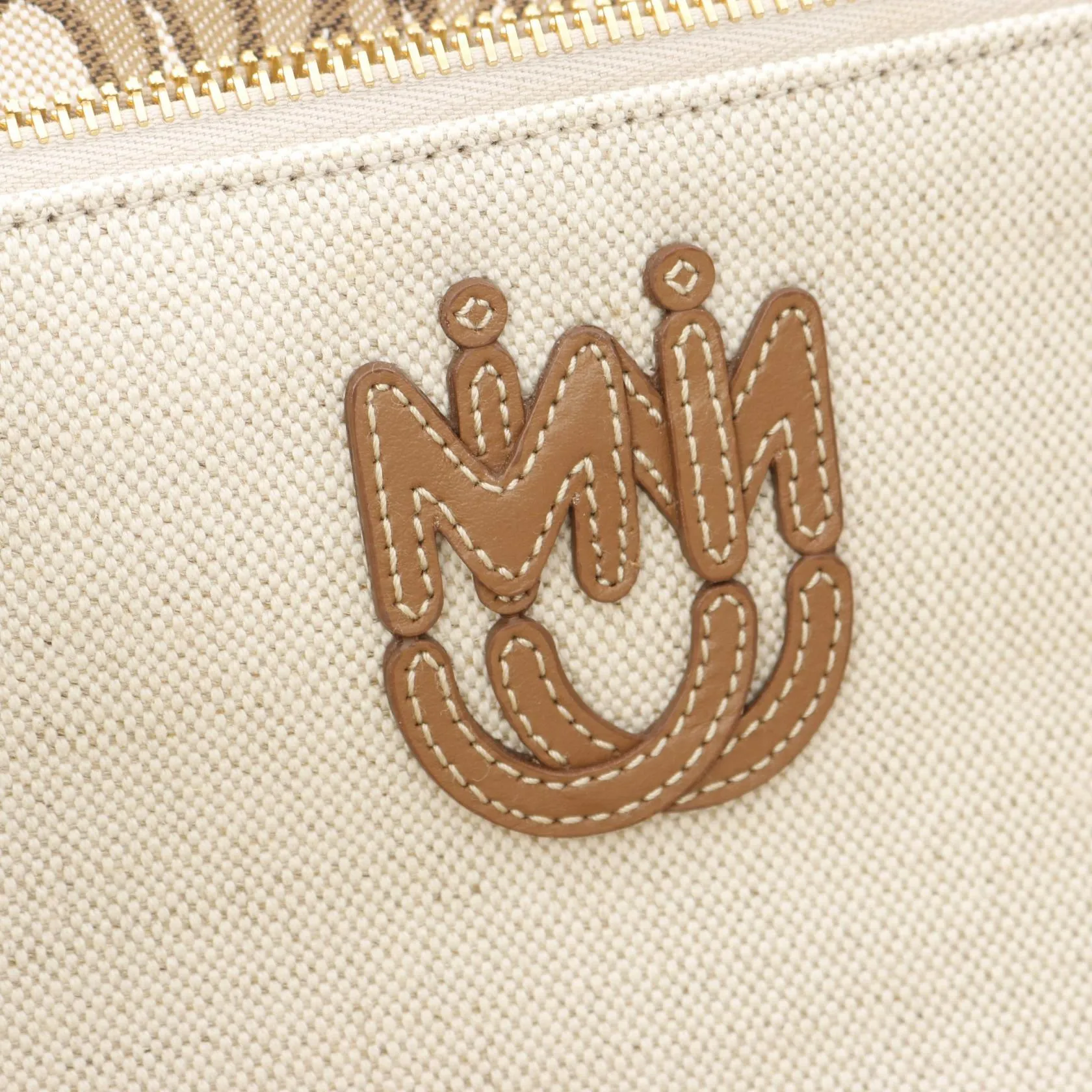 Miu Miu Canvas Leather Tote Bag