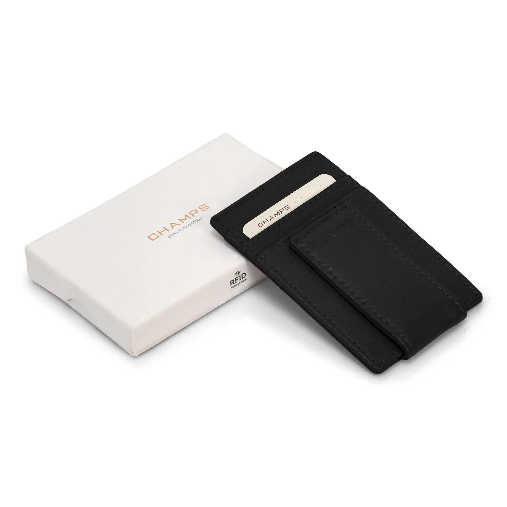 Onyx / Leather Mag Card Case *Drop Ship*