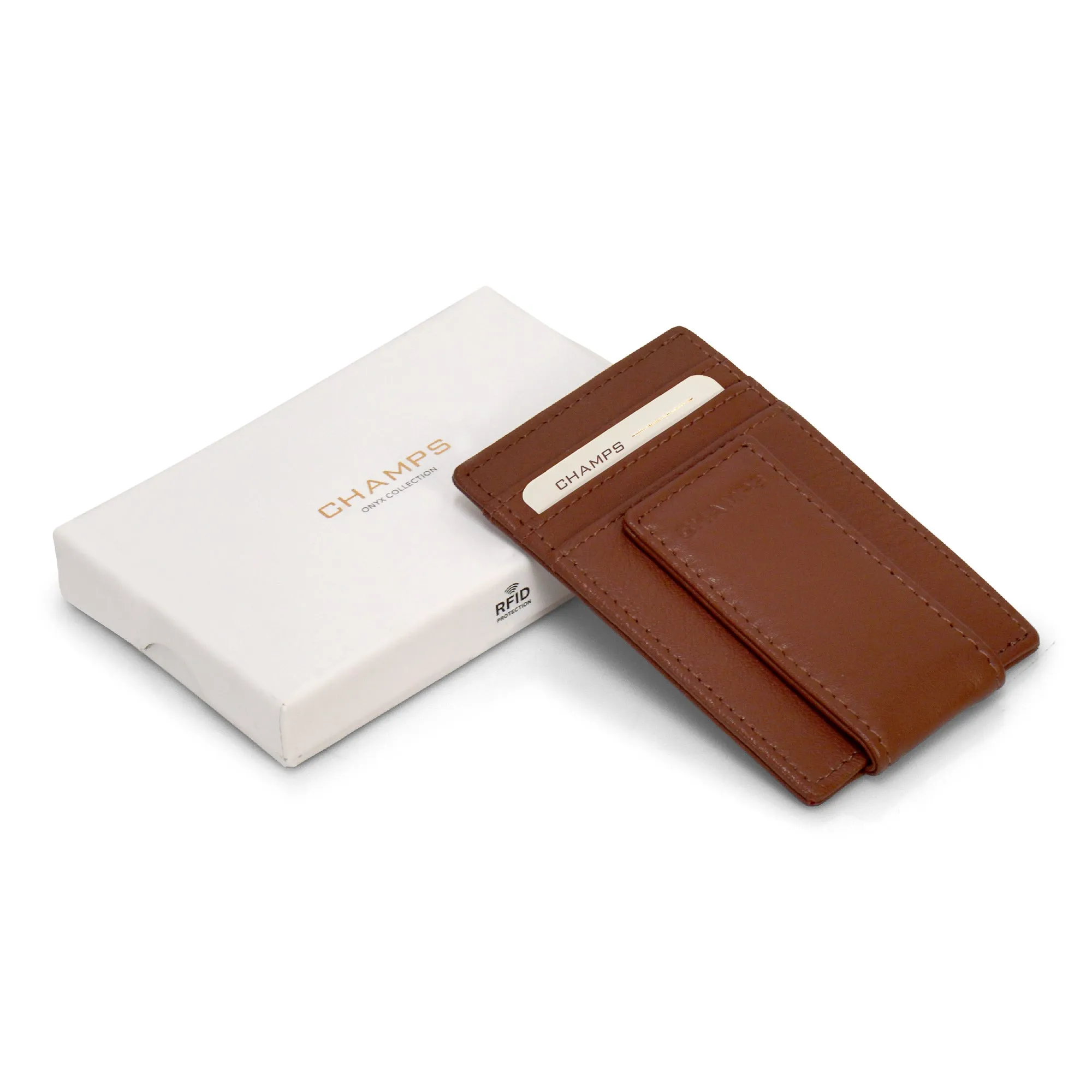 Onyx / Leather Mag Card Case *Drop Ship*