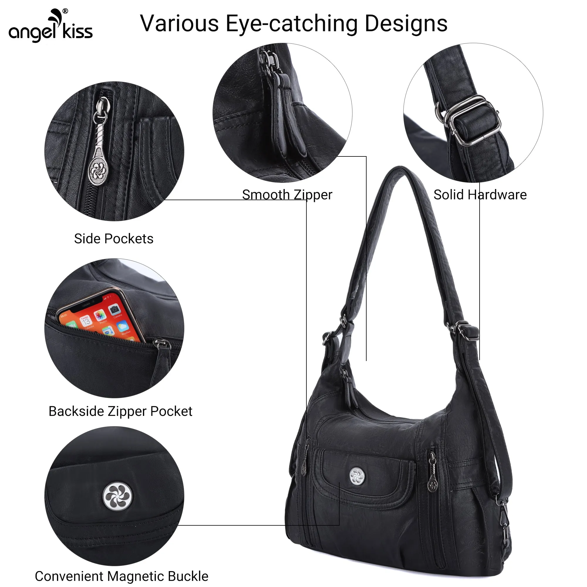 Retro solid color multi-functional traditional design tote bag