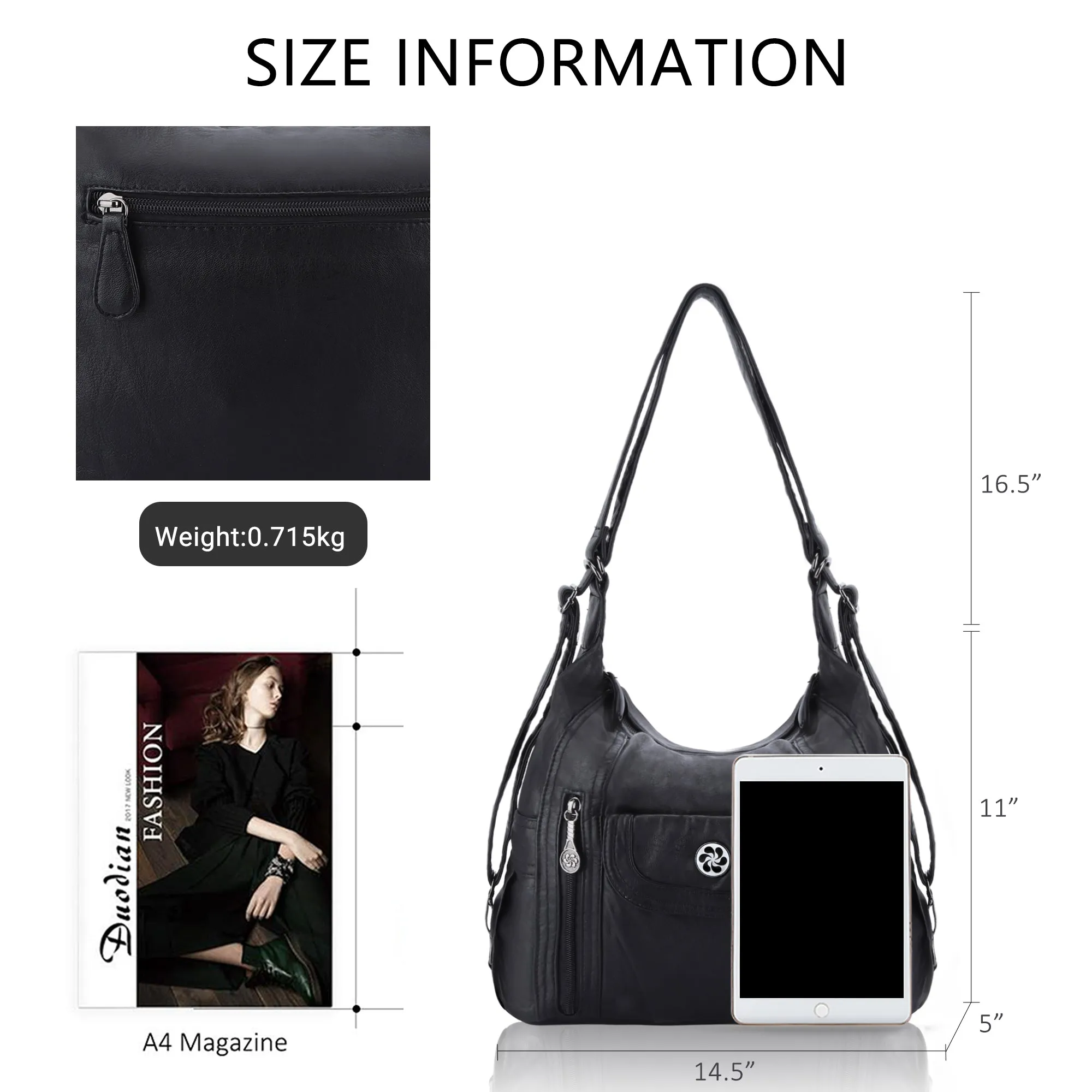 Retro solid color multi-functional traditional design tote bag