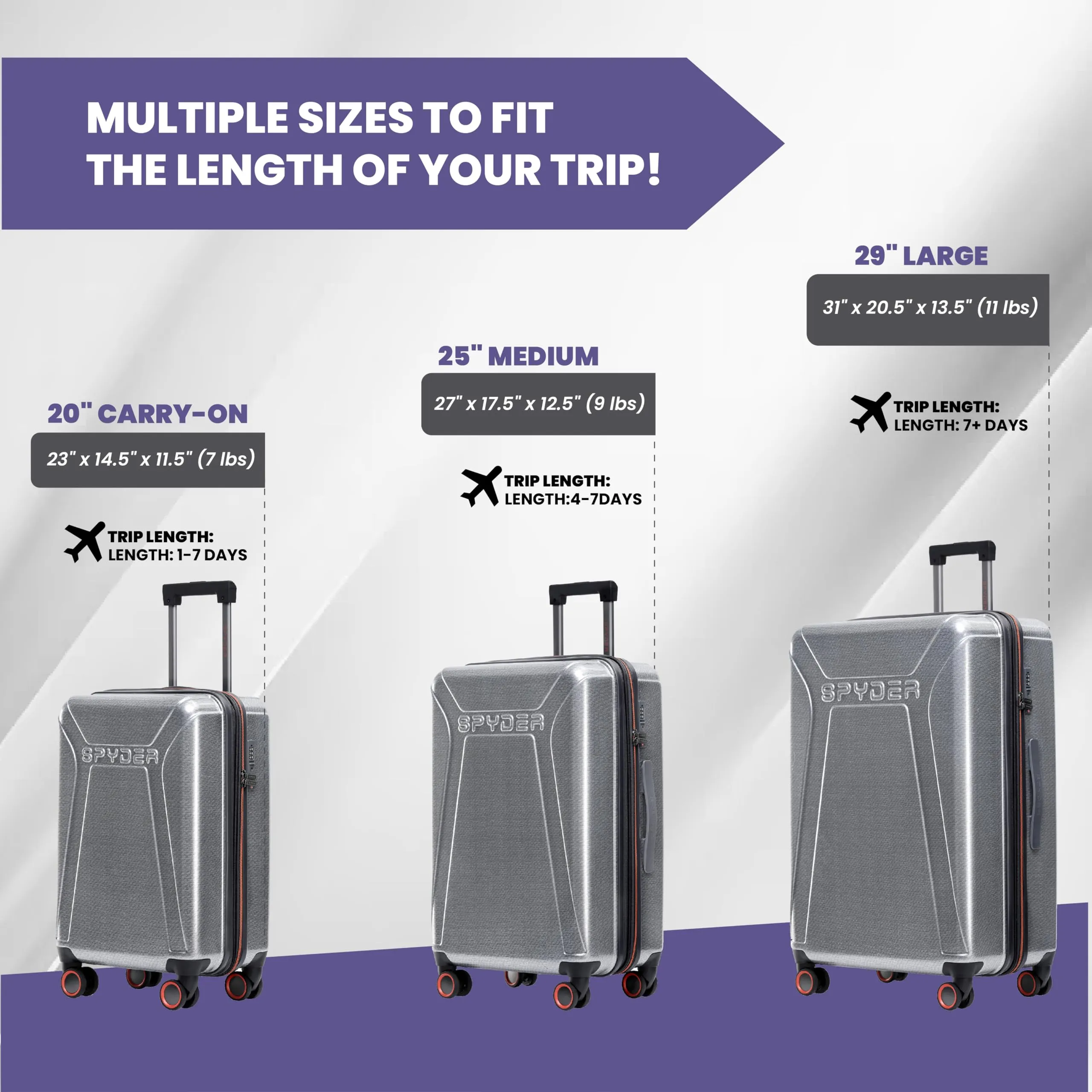Spyder Traverse Expandable Hardside 3 Piece Spinner Set