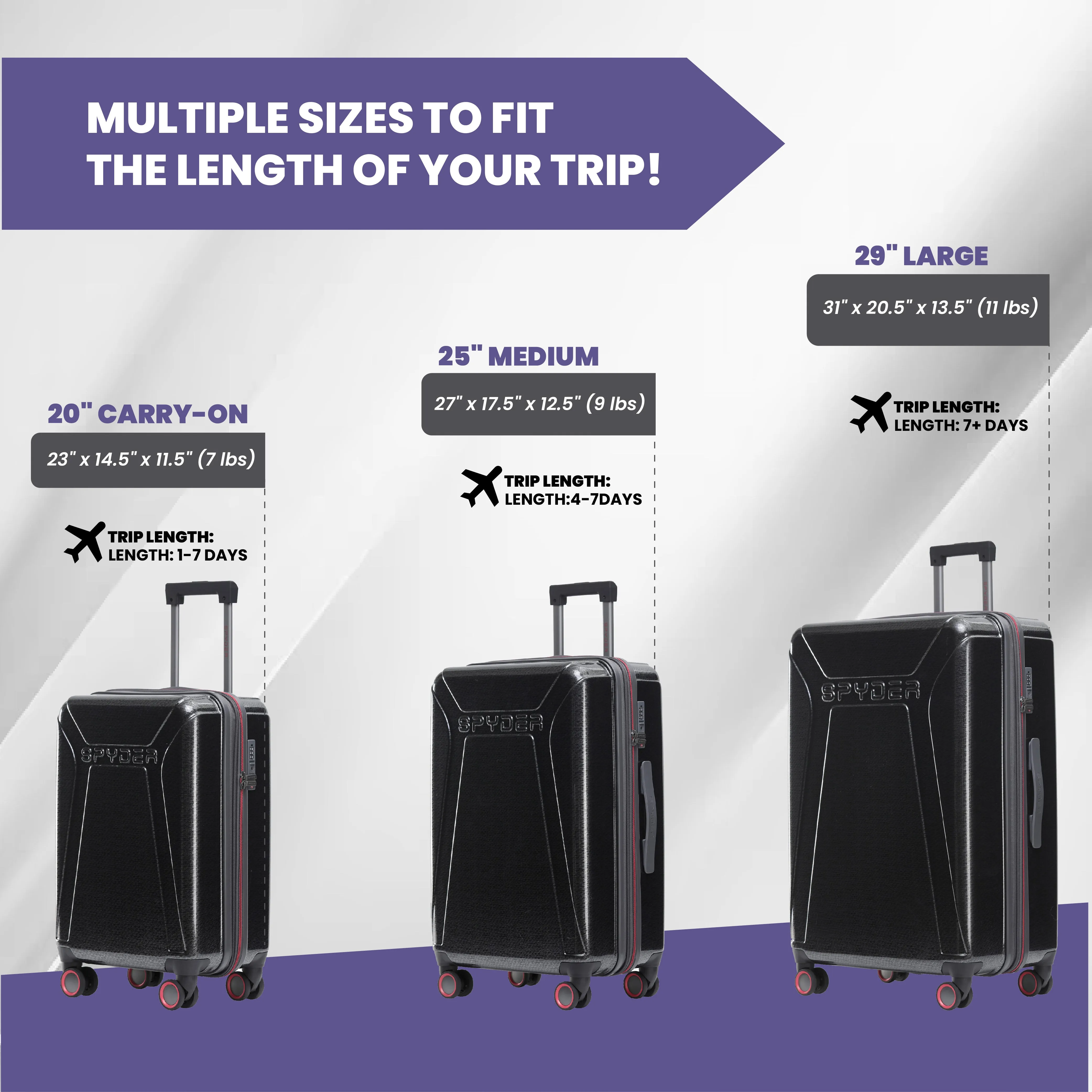 Spyder Traverse Expandable Hardside 3 Piece Spinner Set