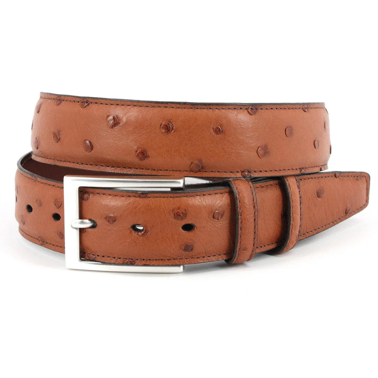 Torino 35MM Saddle Ostrich w/ English Silver Belt