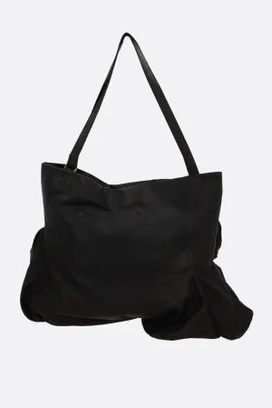 Unevenness tote bag in grainy leather