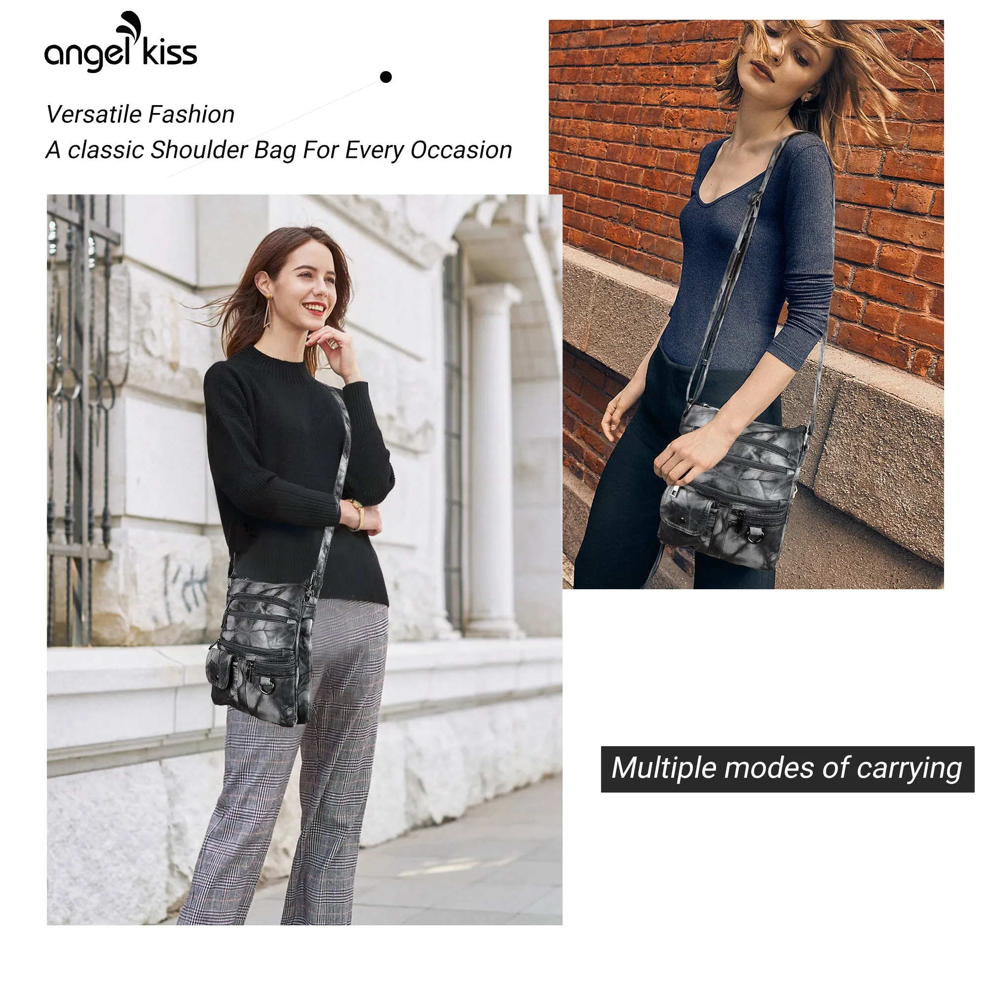 Women's tie-dye vintage pu leather crossbody bag