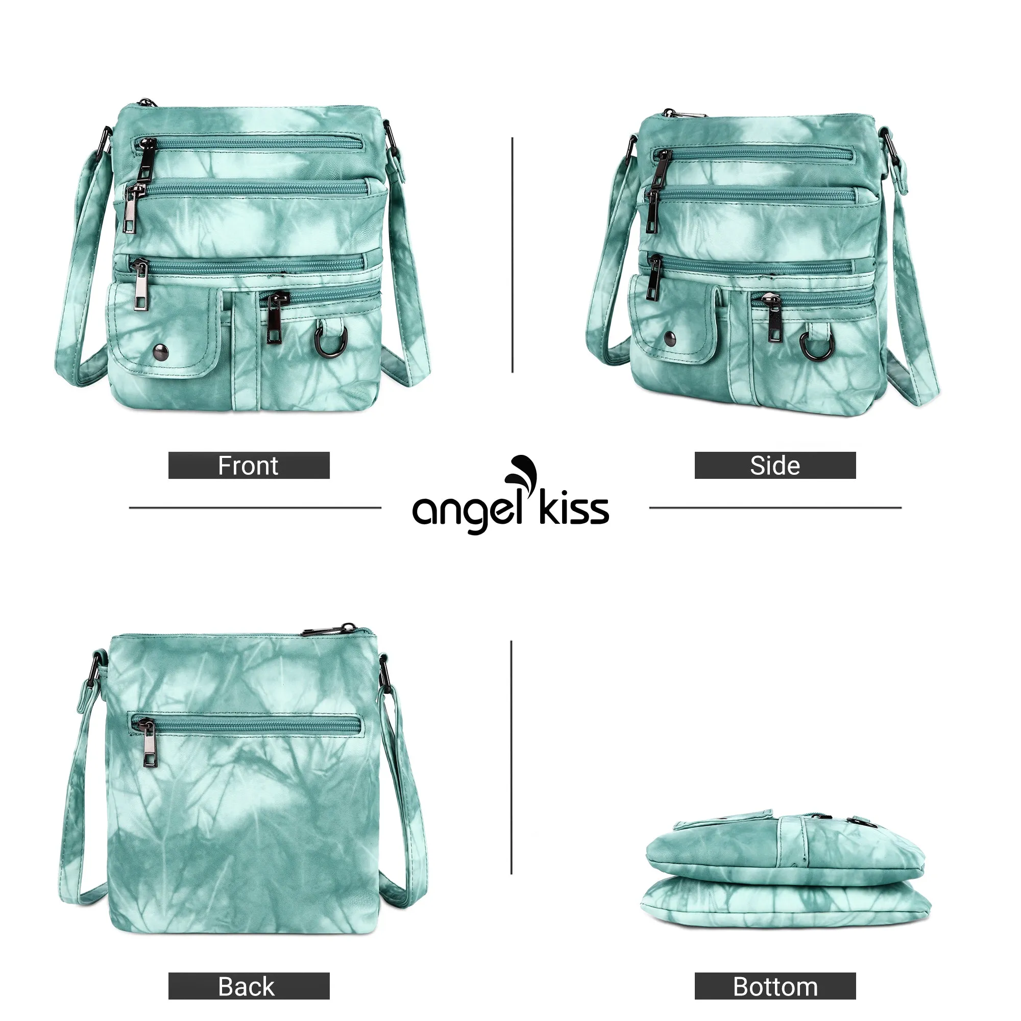 Women's tie-dye vintage pu leather crossbody bag