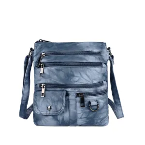 Women's tie-dye vintage pu leather crossbody bag