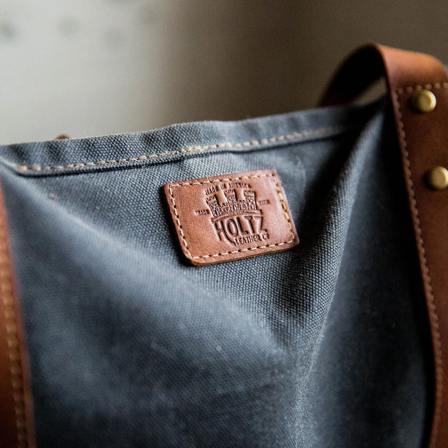 Your Logo   Our Leather - The Market Tote - Fine Leather & Waxed Canvas Bag Purse